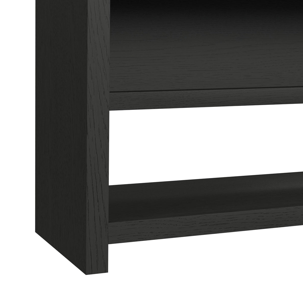 Ridgemont Sofa Table with Bottom Shelf in Black with Grain