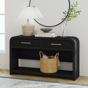 Ridgemont Sofa Table with Bottom Shelf in Black with Grain