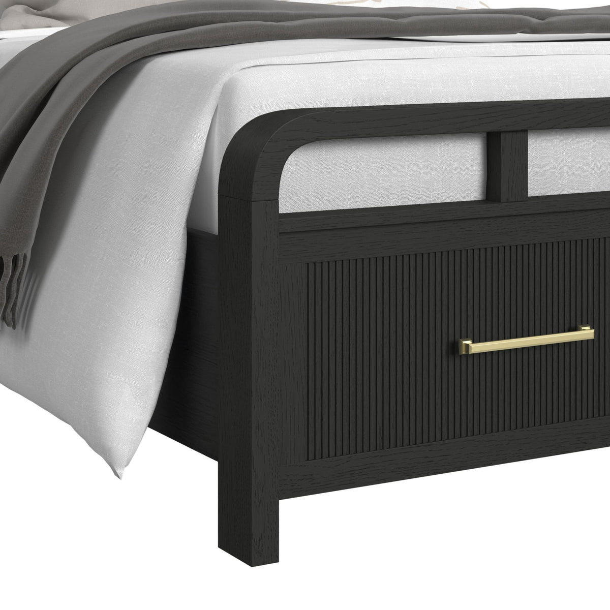 Ridgemont Full Storage 3PC Bedroom Set with 2 Nightstands in Black with Grain
