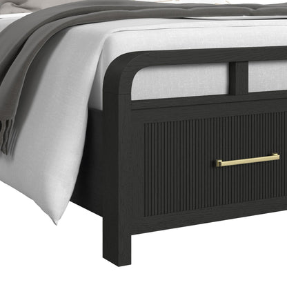 Ridgemont Full Storage 3PC Bedroom Set with 2 Nightstands in Black with Grain
