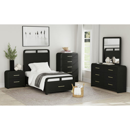 Ridgemont Twin Storage Bed in Black with Grain