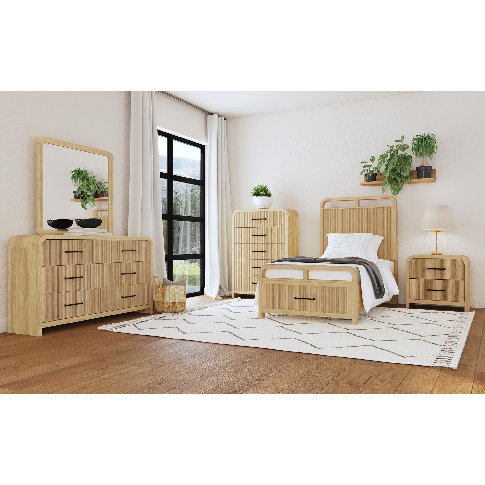 Ridgemont Twin Storage 5PC Bedroom Set in Natural