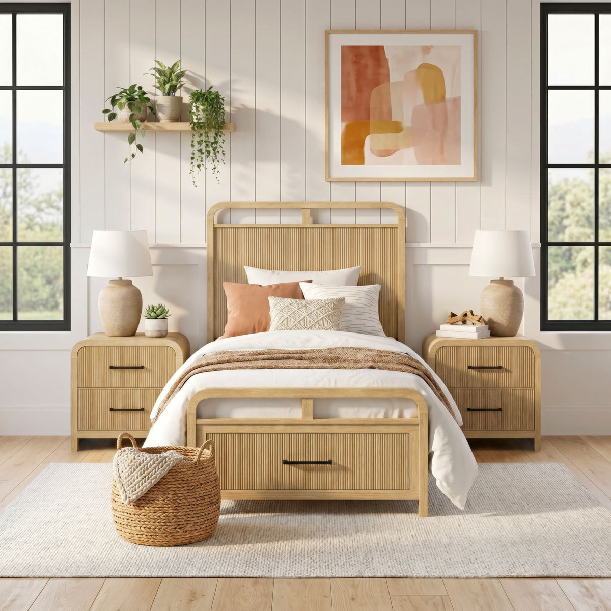 Ridgemont Twin Storage 3PC Bedroom Set with 2 Nightstands in Natural