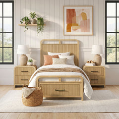 Ridgemont Twin Storage 3PC Bedroom Set with 2 Nightstands in Natural