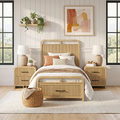 Ridgemont Twin Storage 3PC Bedroom Set with 2 Nightstands in Natural