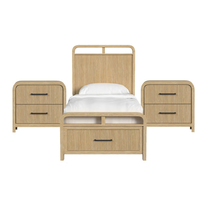 Ridgemont Twin Storage 3PC Bedroom Set with 2 Nightstands in Natural