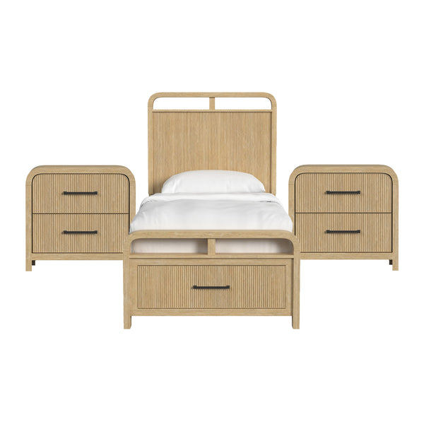 Ridgemont Twin Storage 3PC Bedroom Set with 2 Nightstands in Natural