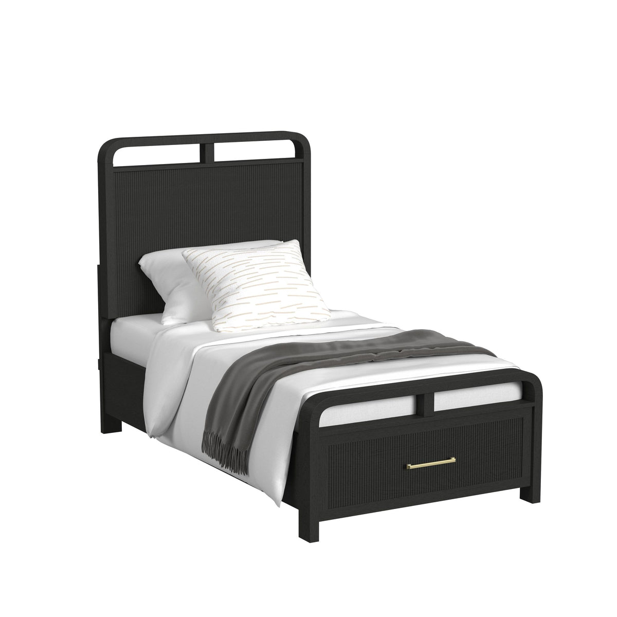 Ridgemont Twin Storage 3Pc Bedroom Set In Black With Grain