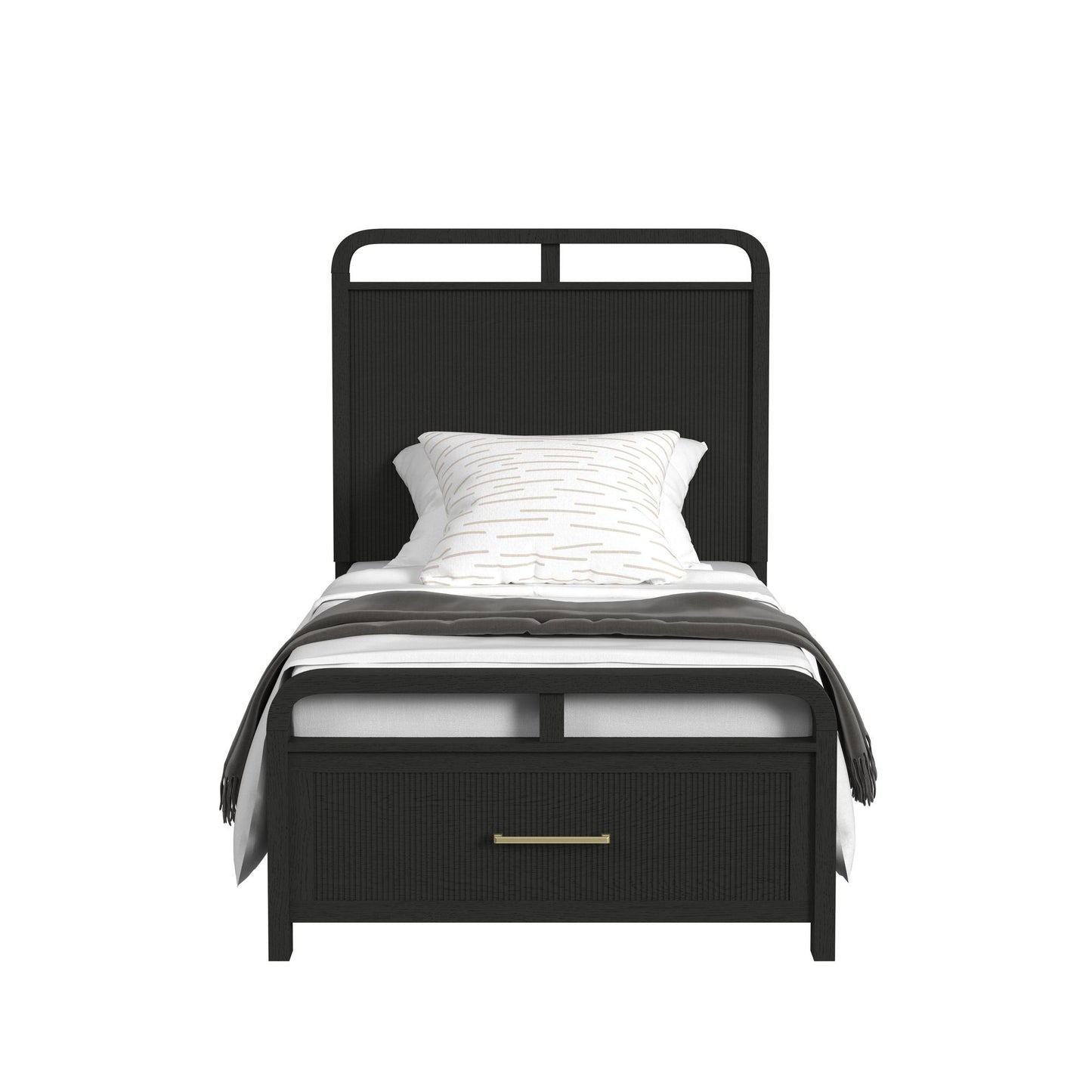 Ridgemont Twin Storage Bed in Black with Grain