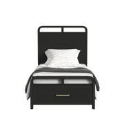 Ridgemont Twin Storage Bed in Black with Grain