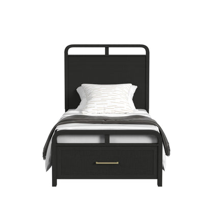 Ridgemont Twin Storage Bed in Black with Grain