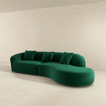 Elijah Dark Green Japandi Style Curvy Sectional Sofa 126"
