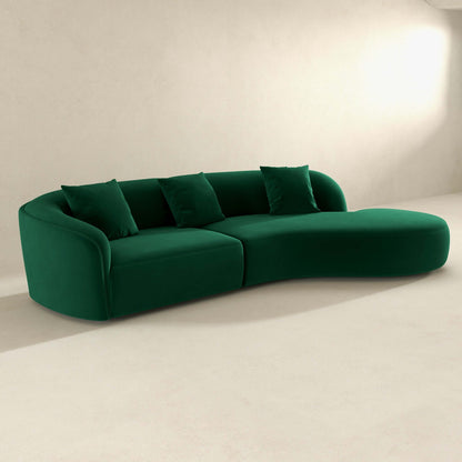 Elijah Dark Green Japandi Style Curvy Sectional Sofa 126"