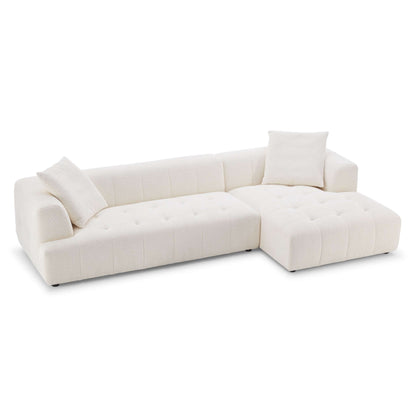 Kaynes Right Sectional Ivory Boucle Sofa