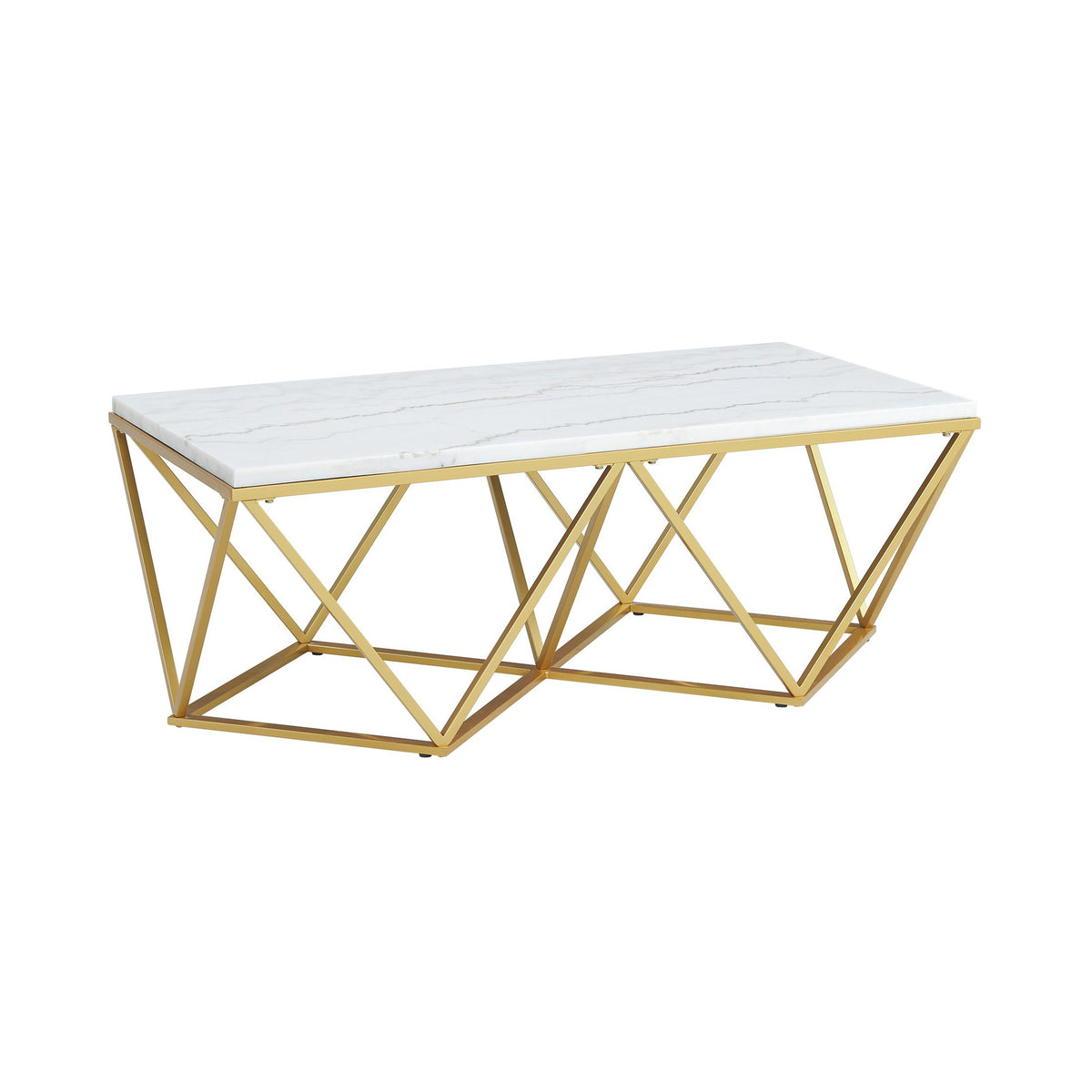Riko 2Pc Occasional Table Set In Gold-Coffee Table & End Table