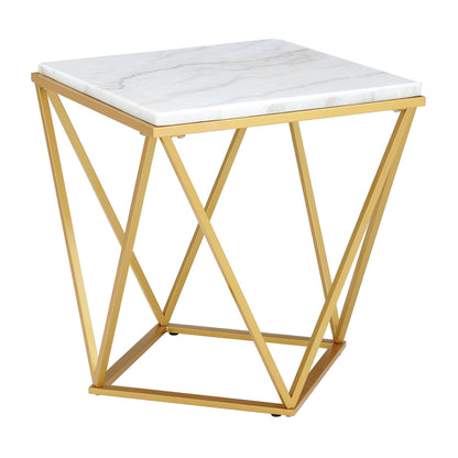 Riko 2PC Occasional Table Set in Gold-Coffee Table & End Table
