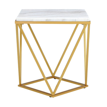 Riko 2PC Occasional Table Set in Gold-Coffee Table & End Table