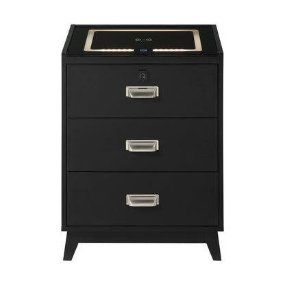 Rio Nightstand with Electronic Features in Black