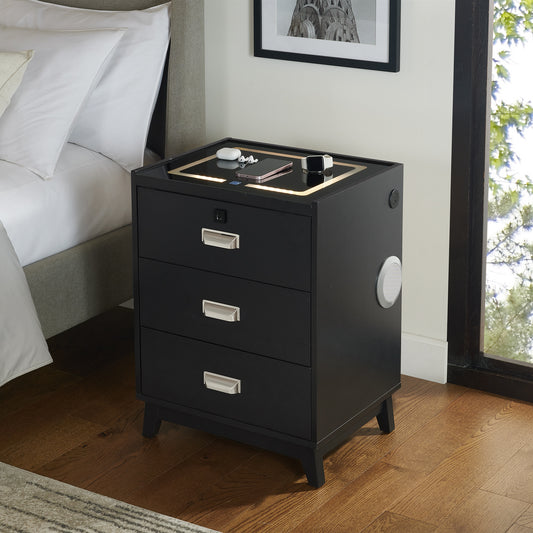 Rio Nightstand with Electronic Features in Black