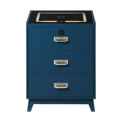Rio Nightstand with Electronic Features in Blue