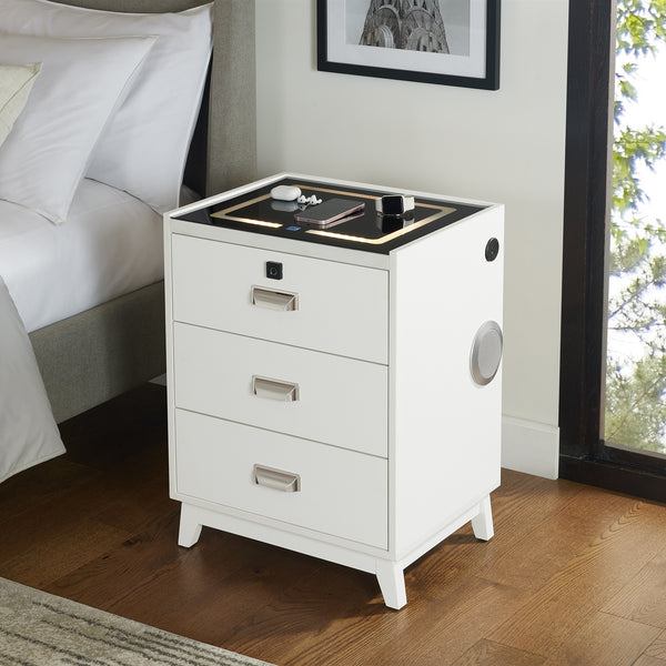 Rio Nightstand with Electronic Features in White