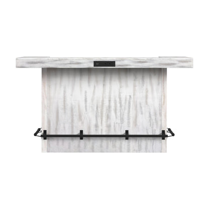 Rogen Rustic Bar Table with Ice Tray, USB and Power in Rustic White