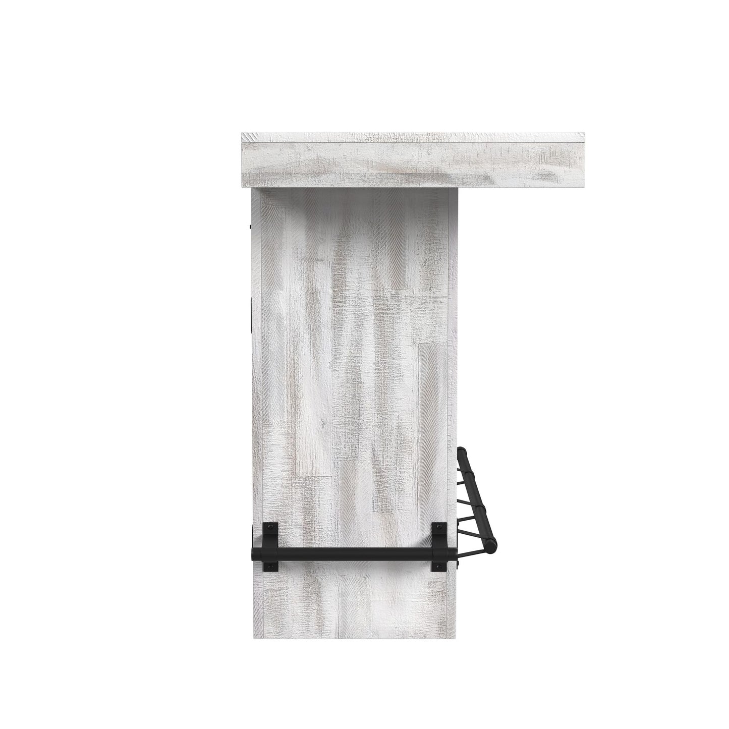 Rogen Rustic Bar Table with Ice Tray, USB and Power in Rustic White