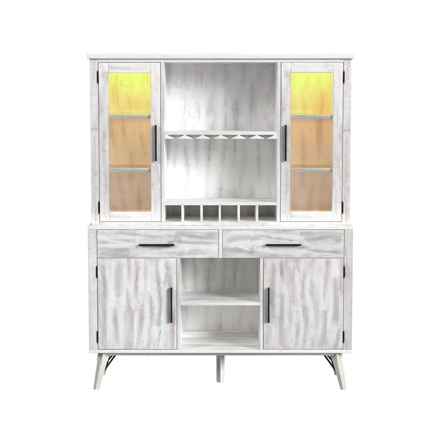 Rogen Rustic Buffet & Hutch with LED in Rustic White