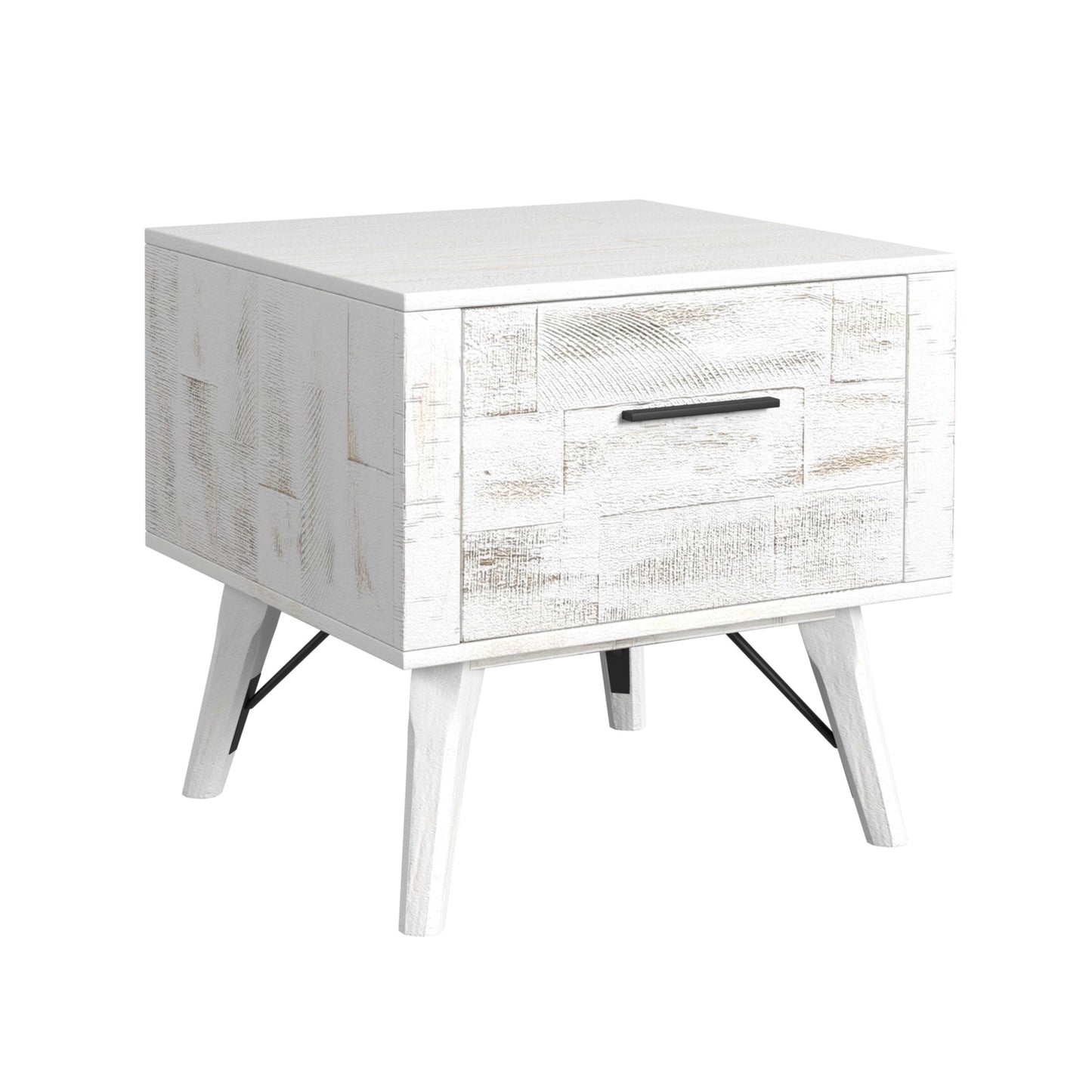 Rogen Rustic End Table in Rustic White