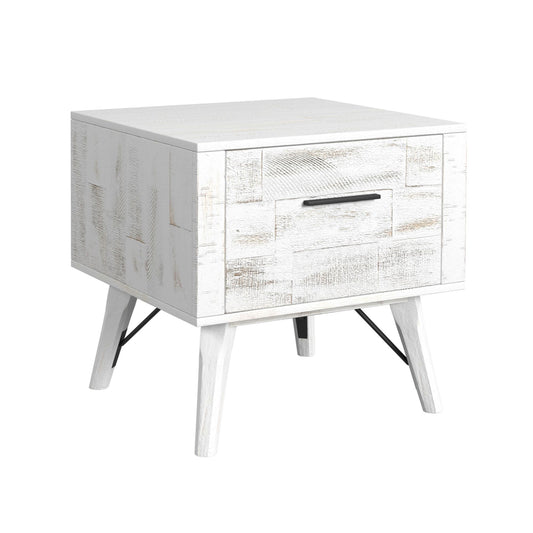 Rogen Rustic End Table in Rustic White