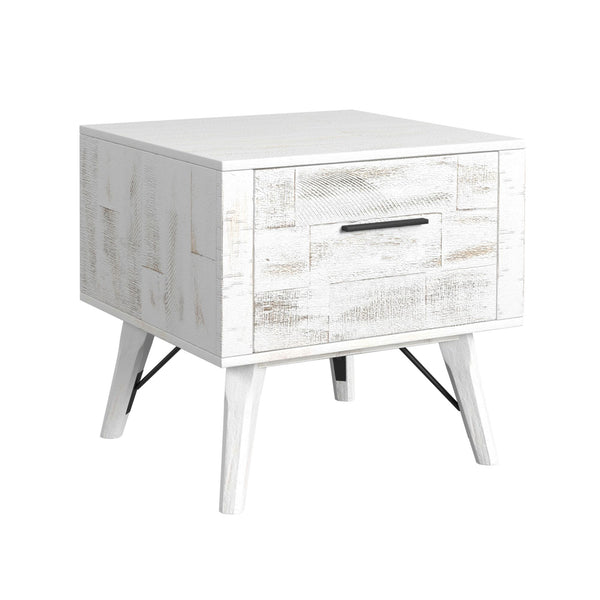 Rogen Rustic End Table in Rustic White