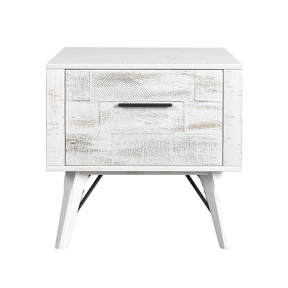 Rogen Rustic End Table in Rustic White