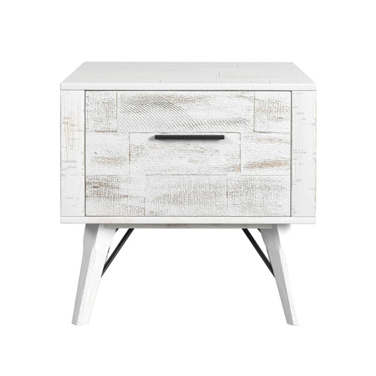 Rogen Rustic End Table in Rustic White