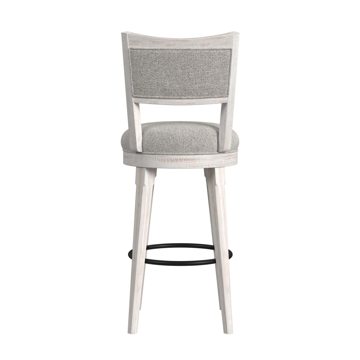 Rogen Rustic Swivel Bar Stool with Grey Fabric in Rustic White (2 Per Carton)