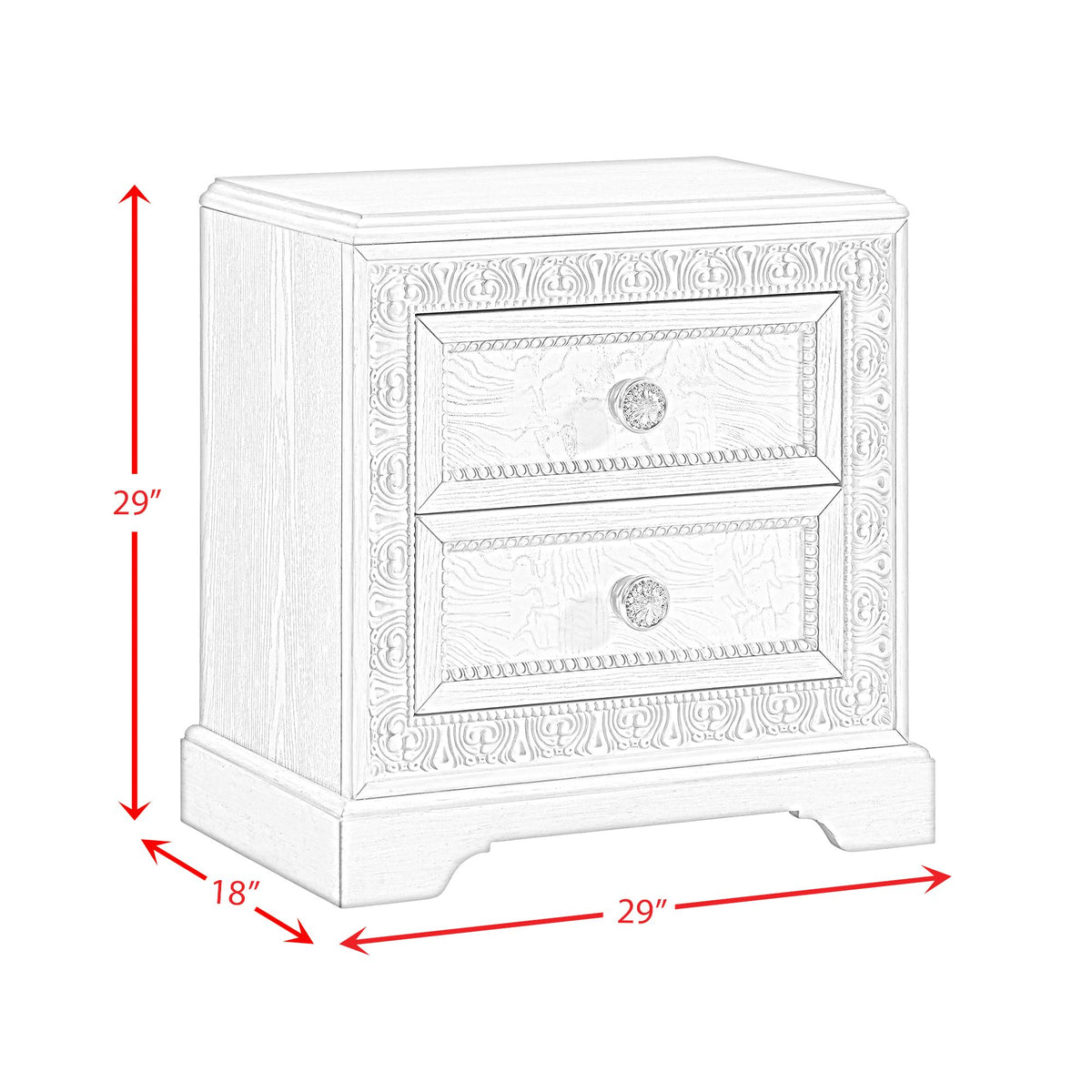 Romilly Nightstand with USB in White
