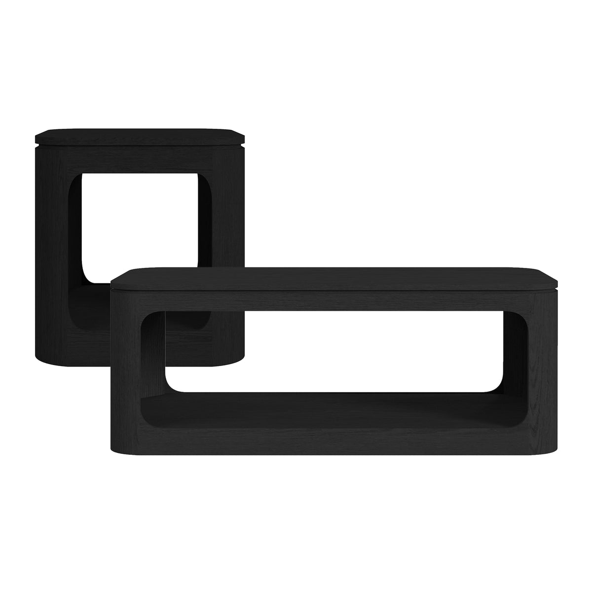 Rosalie 2PC Occasional Table Set in Black-Coffee Table & End Table
