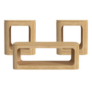 Rosalie 3PC Occasional Table Set in Natural-Coffee Table & Two End Tables