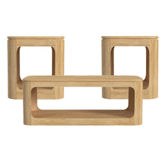 Rosalie 3PC Occasional Table Set in Natural-Coffee Table & Two End Tables