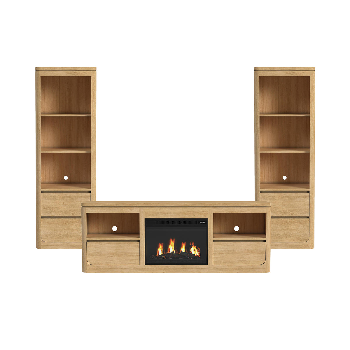 Rosalie 4PC Entertainment Unit with 71" TV Console in Natural