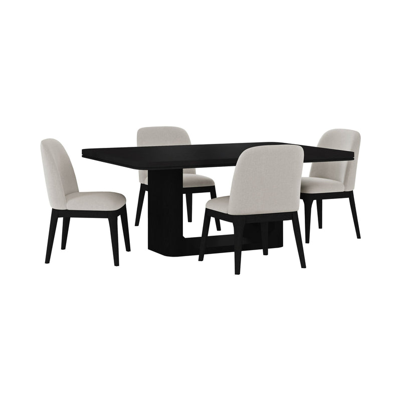 Rosalie 5PC Standard Height Dining Set in Black-Table and Four Chairs