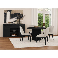 Rosalie 5PC Standard Height Dining Set in Black-Round Table and Four Chairs