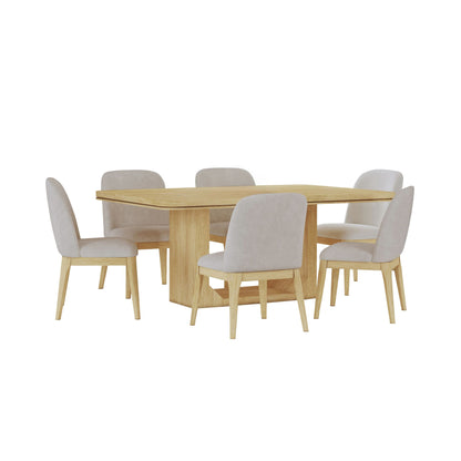 Rosalie 7PC Standard Height Dining Set in Natural-Table and Six Chairs