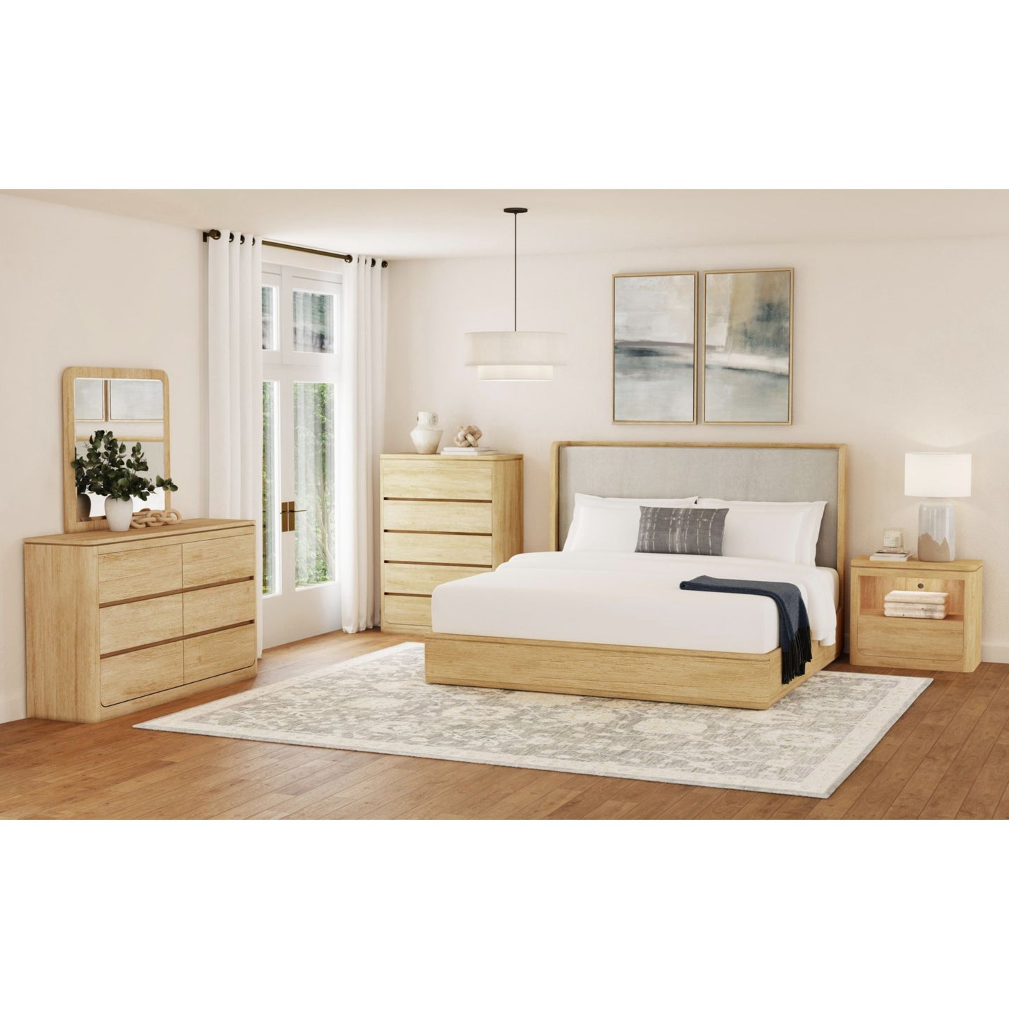 Rosalie Nightstand with USB & LED in Natural