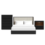 Rosalie King UPH 3PC Bedroom Set in Black