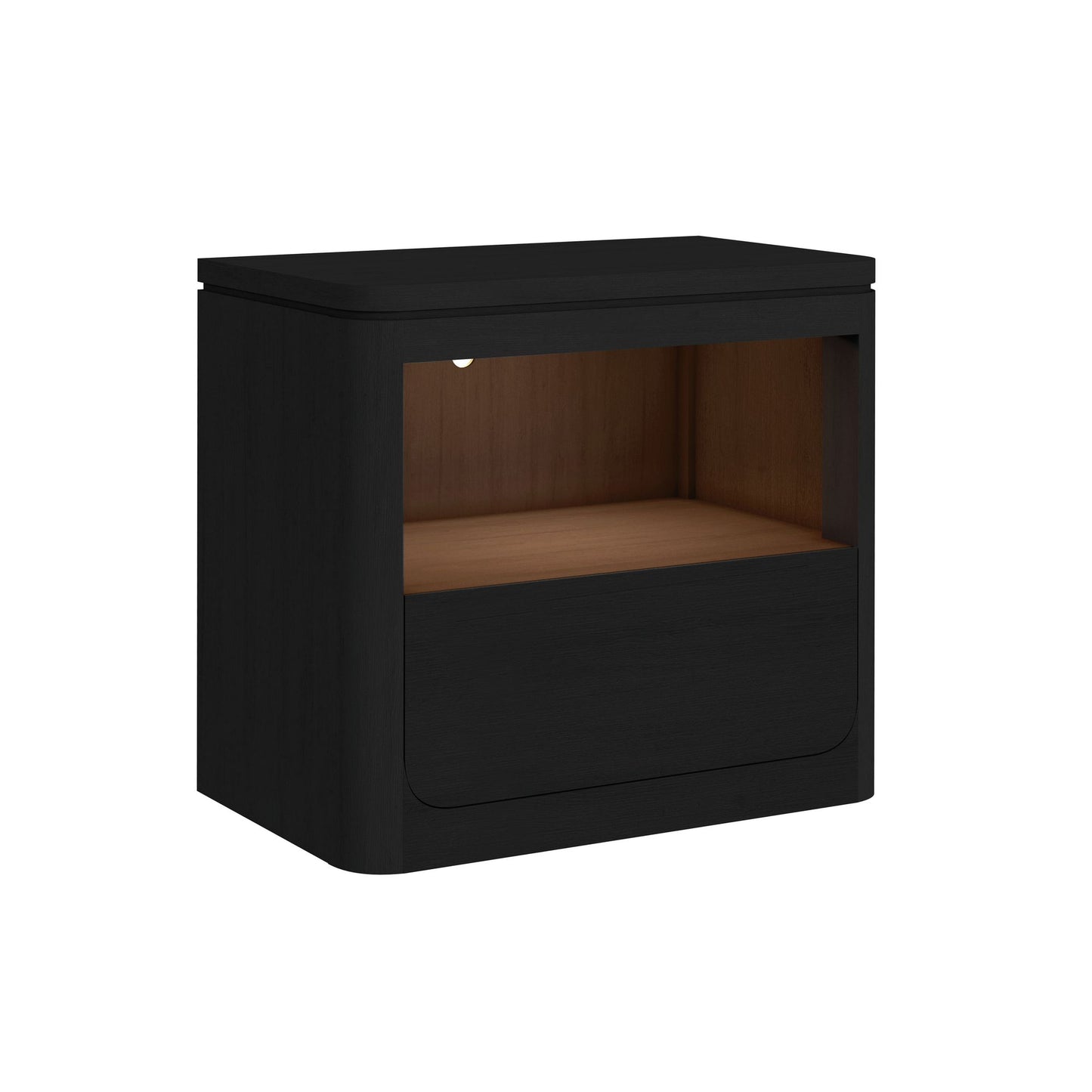 Rosalie Nightstand with USB and LED in Black