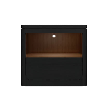 Rosalie Nightstand with USB and LED in Black