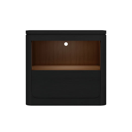Rosalie Nightstand with USB and LED in Black