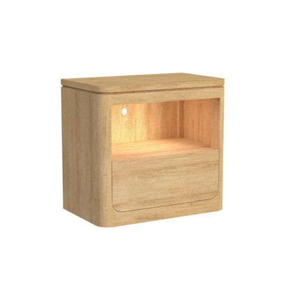 Rosalie Nightstand with USB & LED in Natural