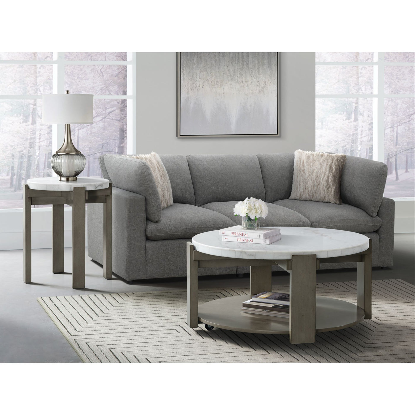 Rosamel Round End Table in Ash Brown