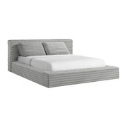 Rosebery King UPH Bed with 2 Pillows in Light Grey Corduroy